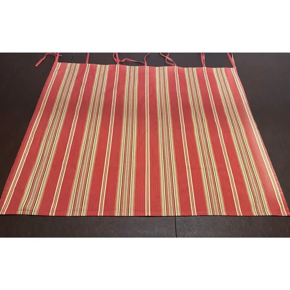 Pottery Barn Morgan Red‎ Striped Cafe Window Curtains Set of 2 44x36 Ties Cotton